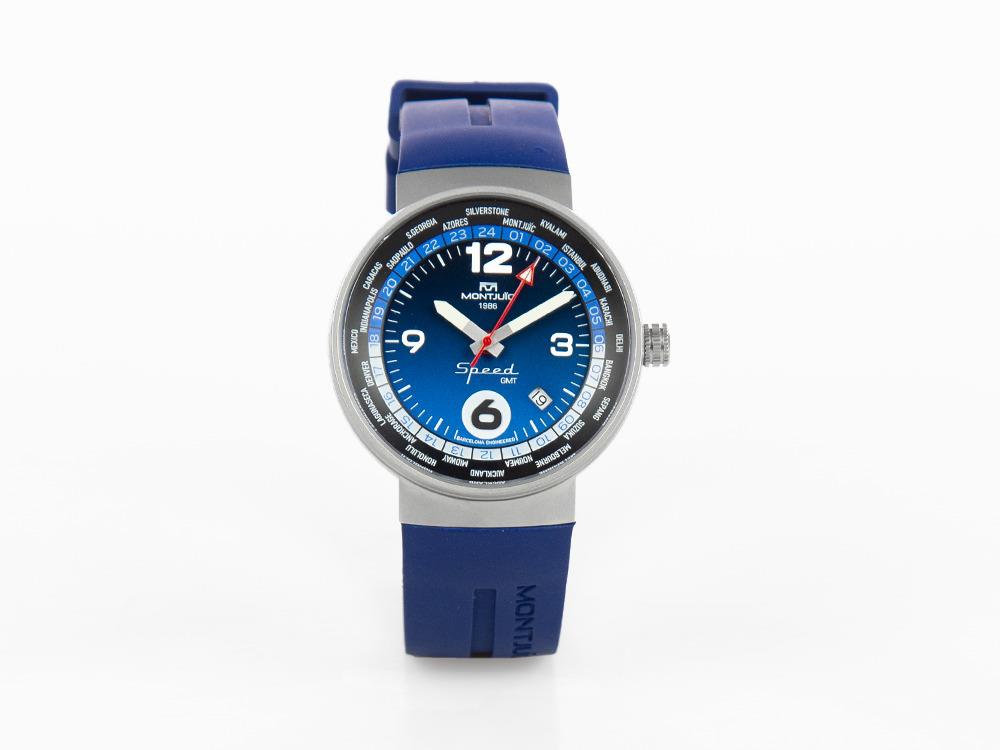 Montjuic Speed GMT Quartz Uhr, Edelstahl, Schwarz, 43 mm, MJ3.0404.S