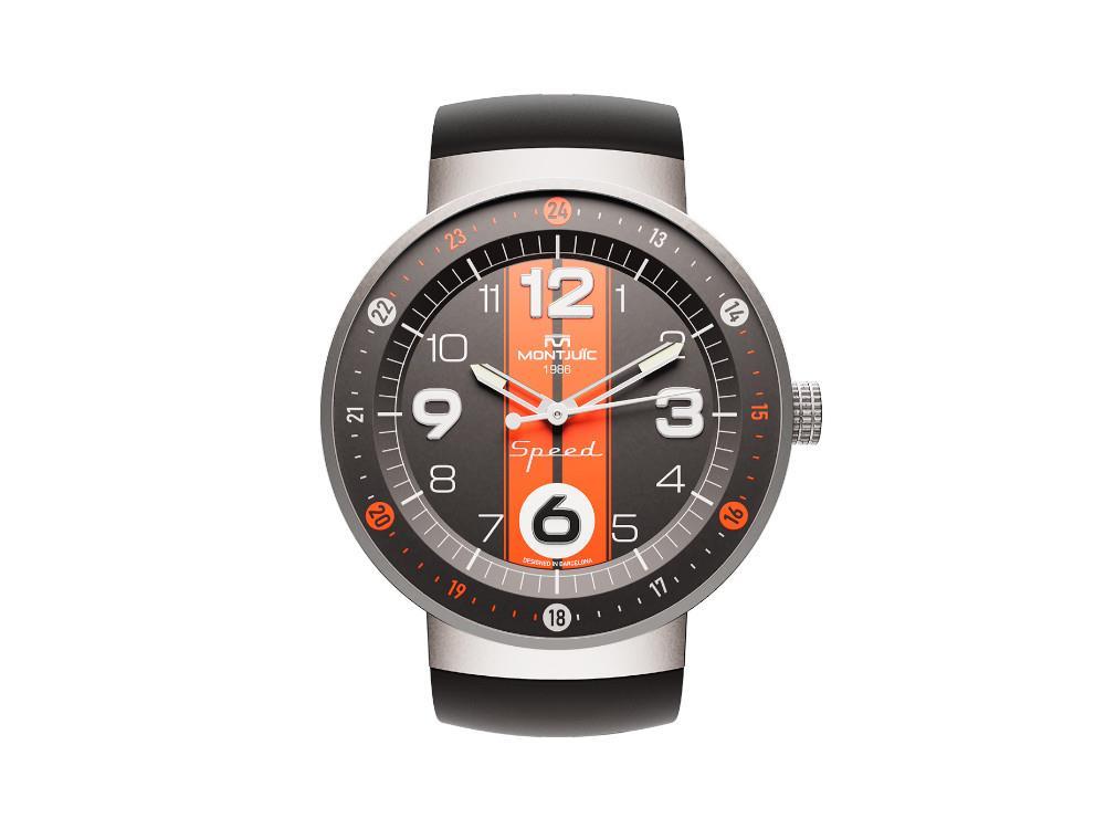 Montjuic Sport Quartz Uhr, Edelstahl 316L , Schwarz, 43 mm, MJ1.0801.S