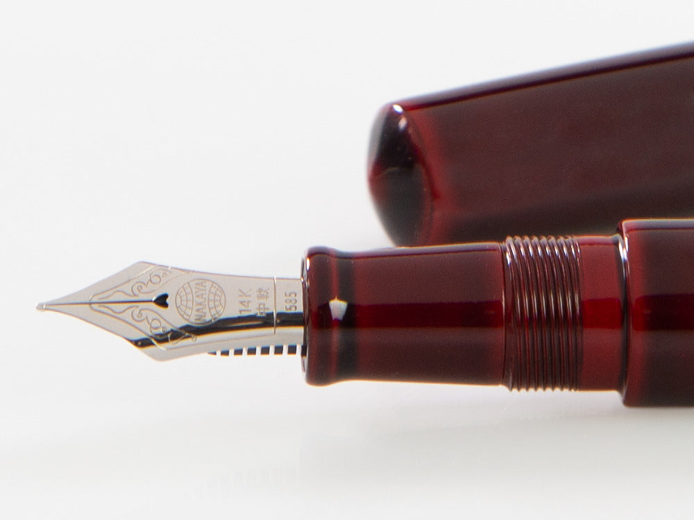 Nakaya Cigar Füllfederhalter Piccolo, Aka-Tamenuri, Ebonite, 14K Rhodium