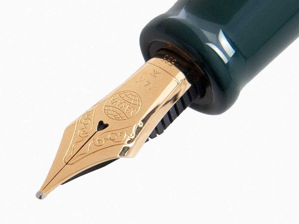 Nakaya D-17mm Cigar Füllfederhalter Portable, Midori, Ebonite, 14k Gold
