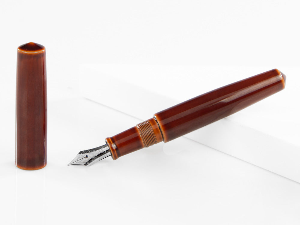 Nakaya Cigar Füllfederhalter Piccolo, Toki-Tamenuri, Ebonite, Rhodium