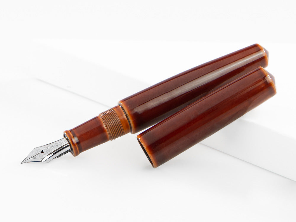 Nakaya Cigar Füllfederhalter Piccolo, Toki-Tamenuri, Ebonite, Rhodium