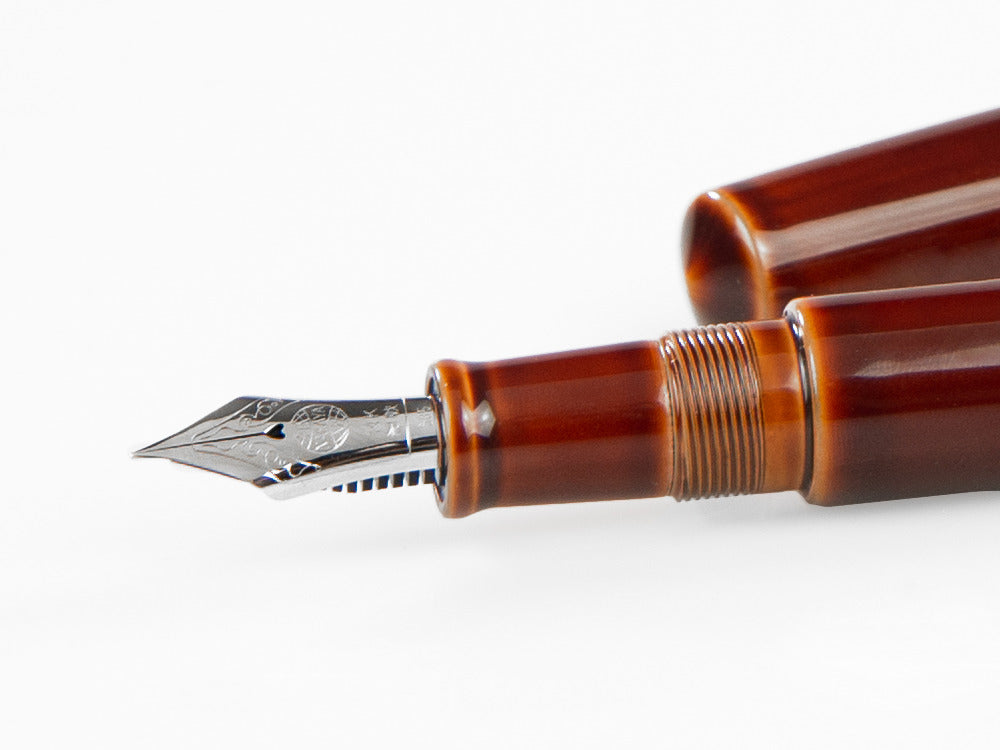 Nakaya Cigar Füllfederhalter Piccolo, Toki-Tamenuri, Ebonite, Rhodium