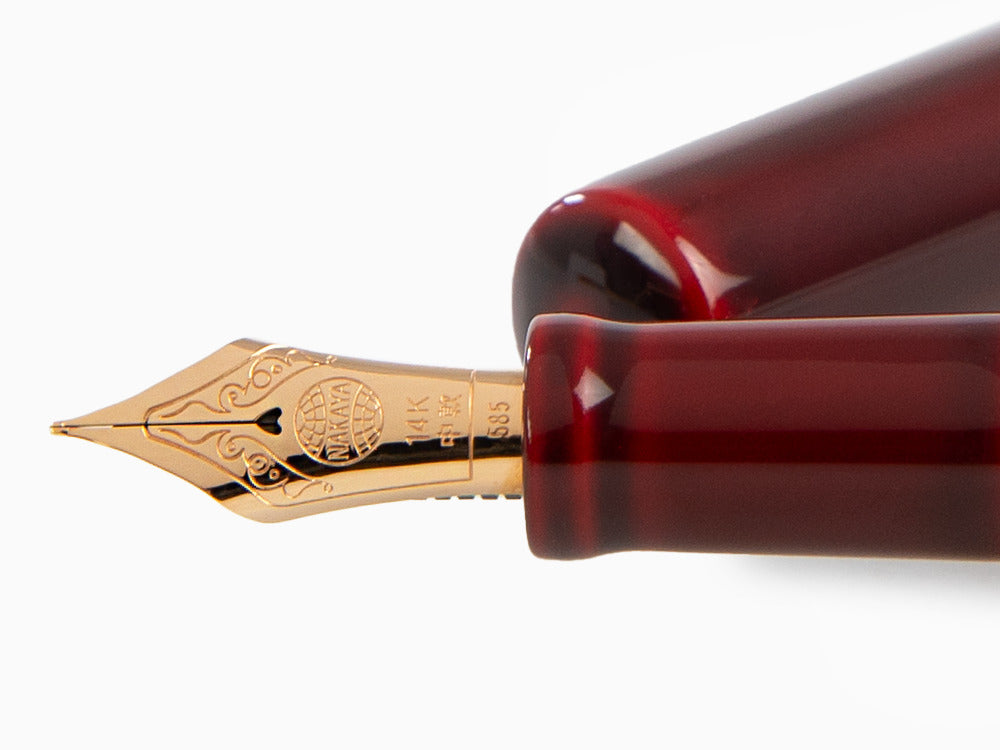 Nakaya Desk Füllfederhalter, Aka-Tamenuri, 14K Roségold