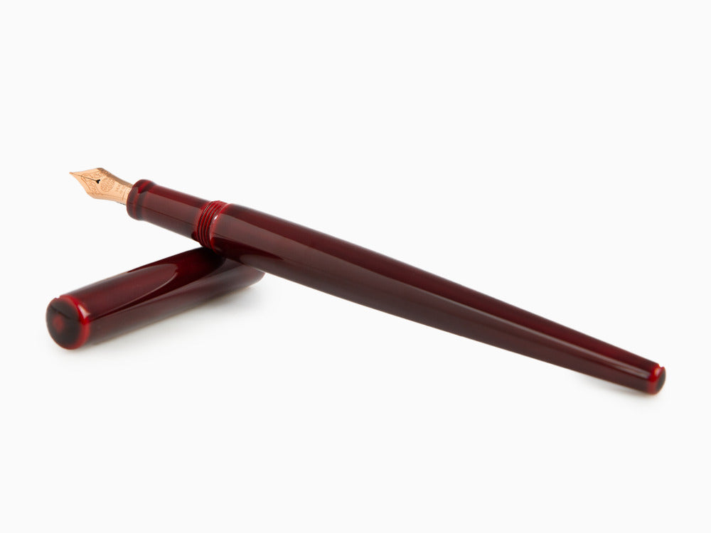 Nakaya Desk Füllfederhalter, Aka-Tamenuri, 14K Roségold