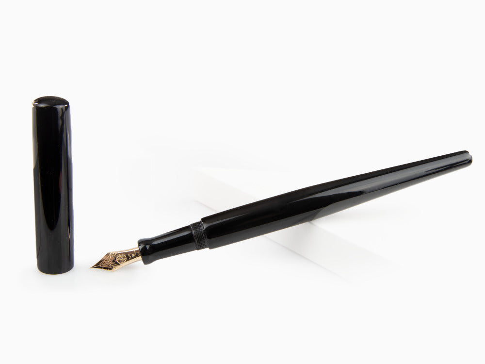 Nakaya Desk Kuro-Roiro Schwarz Füllfederhalter, Urushi, 14k Gold