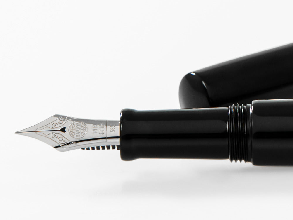 Nakaya Desk Kuro-Roiro Füllfederhalter, Schwarz, 14K Gold - Rhodium