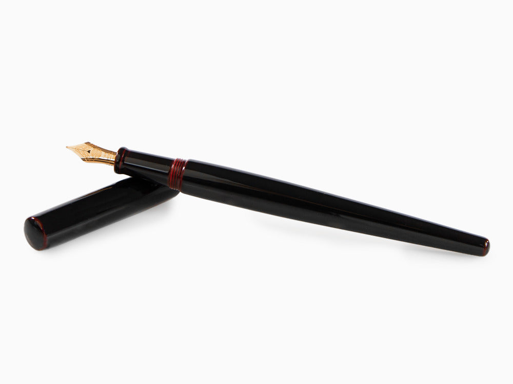 Nakaya Desk Füllfederhalter, Kuro-Tamenuri, Naturkautschuk, 14K Roségold