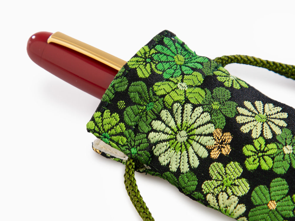 Nakaya  Kyoto 'Nishijin-ori' Etui Textil, Grün, 1 Schreibgerät