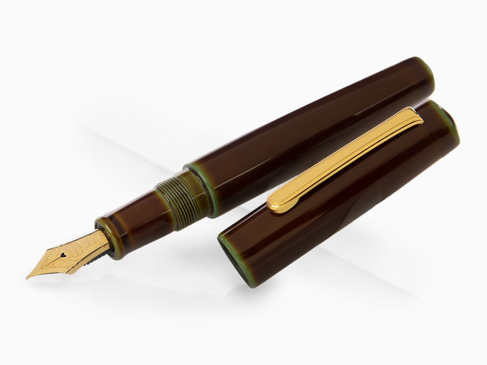 Nakaya Writer Füllfederhalter Heki-Tamenuri, Piccolo, Ebonite, Gold