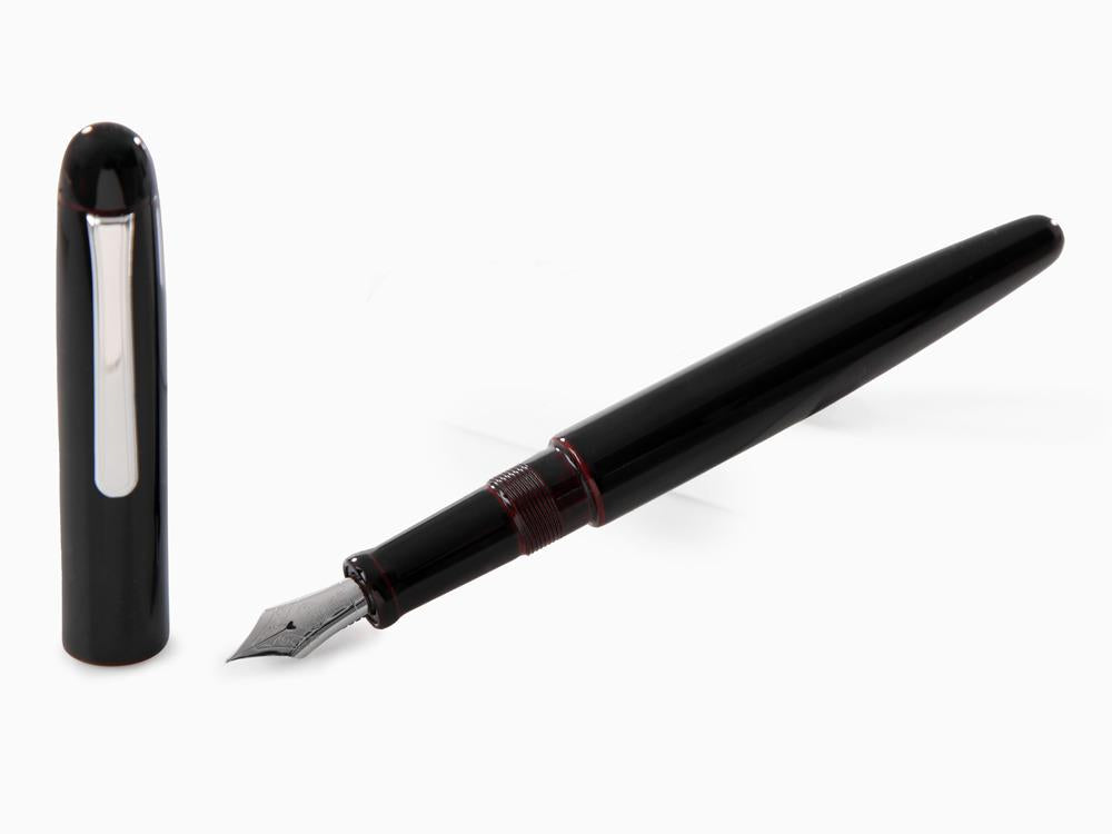 Nakaya Writer Long Füllfederhalter Kuro-Tamenuri, Ebonite, Rhodiniert