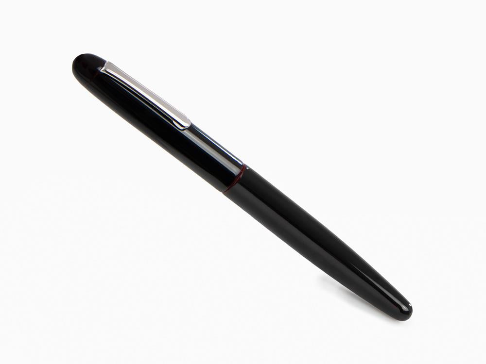 Nakaya Writer Long Füllfederhalter Kuro-Tamenuri, Ebonite, Rhodiniert
