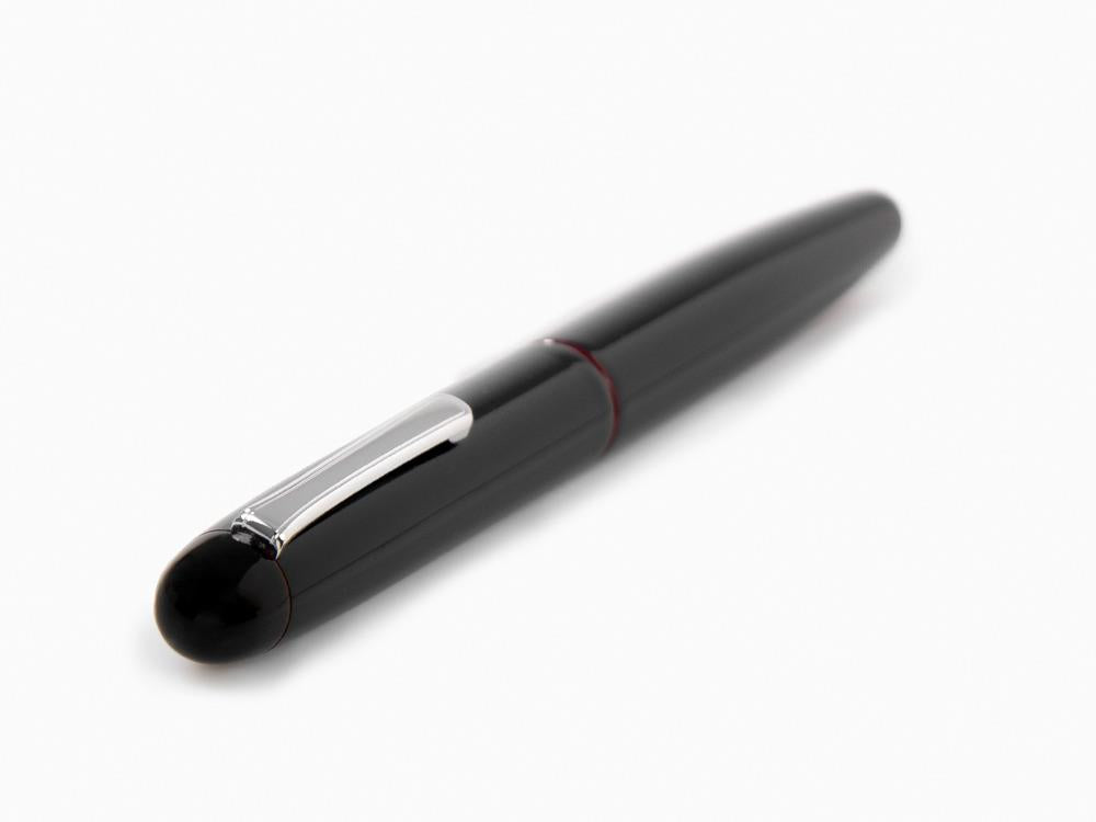 Nakaya Writer Long Füllfederhalter Kuro-Tamenuri, Ebonite, Rhodiniert