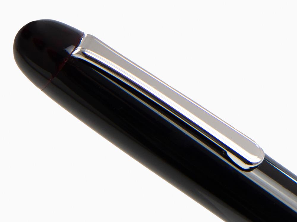 Nakaya Writer Long Füllfederhalter Kuro-Tamenuri, Ebonite, Rhodiniert