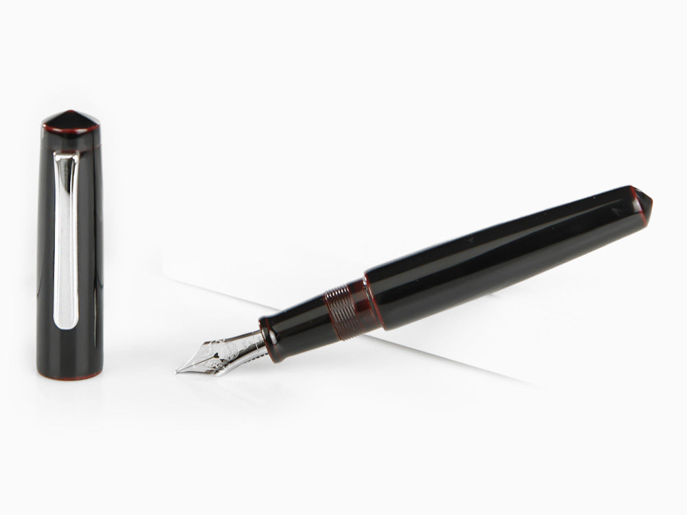 Nakaya Writer Füllfederhalter Kuro-Tamenuri Piccolo, Ebonite, Rhodiniert