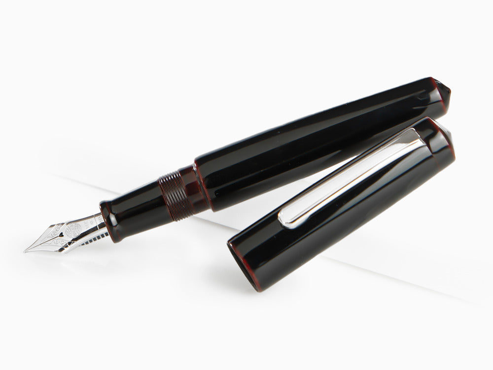 Nakaya Writer Füllfederhalter Kuro-Tamenuri Piccolo, Ebonite, Rhodiniert