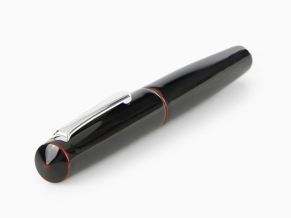 Nakaya Writer Füllfederhalter Kuro-Tamenuri Piccolo, Ebonite, Rhodiniert