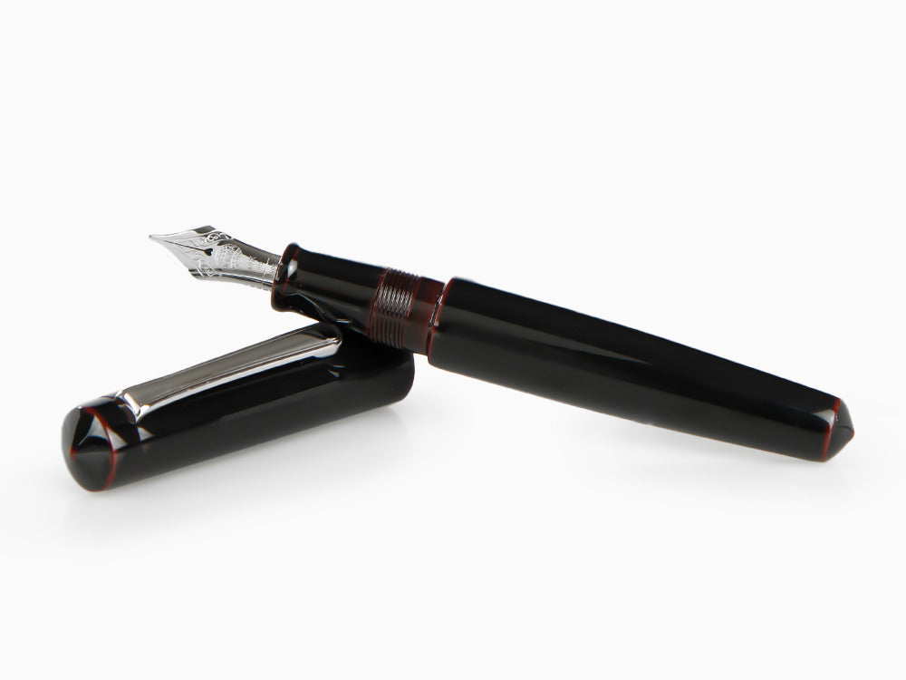 Nakaya Writer Füllfederhalter Kuro-Tamenuri Piccolo, Ebonite, Rhodiniert