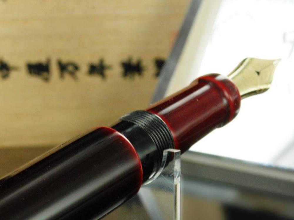 Nakaya Writer Long Füllfederhalter, Aka Tamenuri, Urushi Lack
