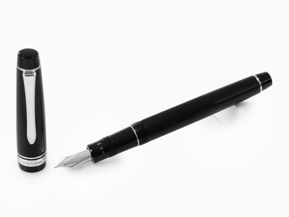 Pilot Justus 95 Füllfederhalter, Rhodium, Schwarz, FJ-3MRR-NB-NT