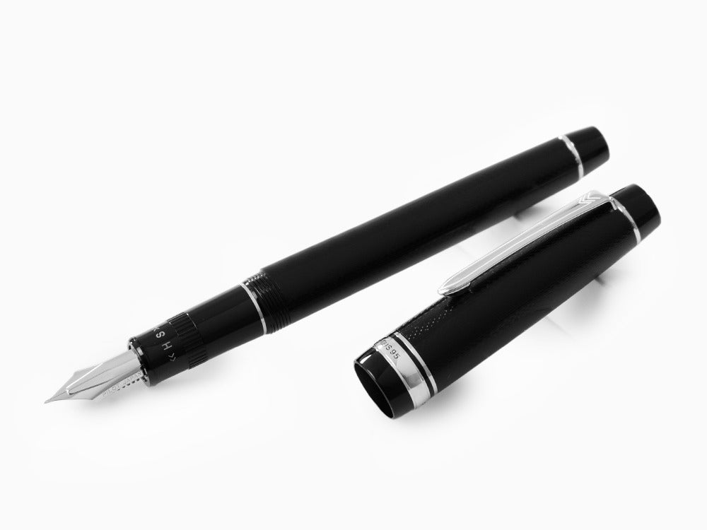 Pilot Justus 95 Füllfederhalter, Rhodium, Schwarz, FJ-3MRR-NB-NT