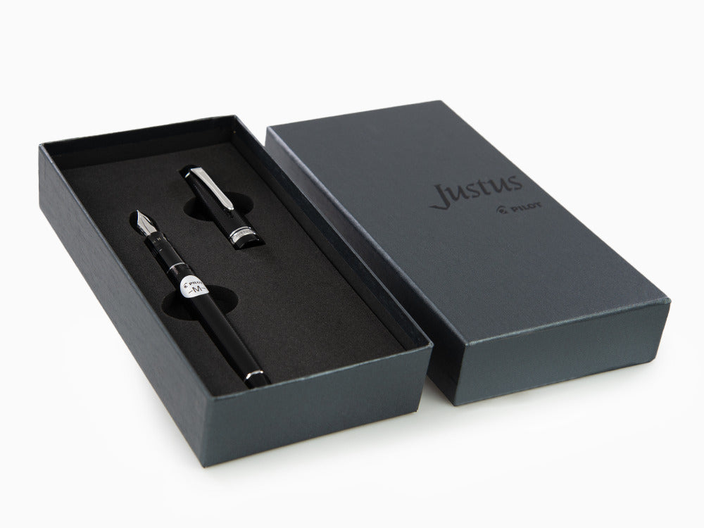 Pilot Justus 95 Füllfederhalter, Rhodium, Schwarz, FJ-3MRR-NB-NT