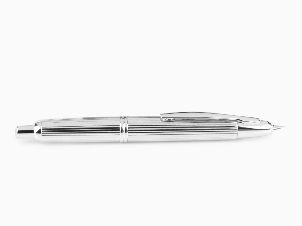 Pilot Capless Stripes Füllfederhalter, Rhodinierte Beschläge, Silber