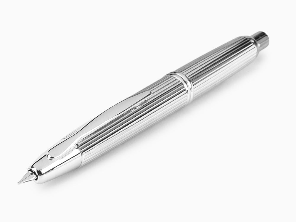 Pilot Capless Stripes Füllfederhalter, Rhodinierte Beschläge, Silber