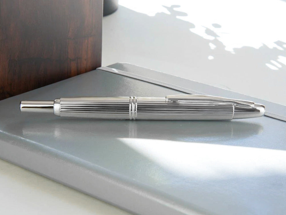 Pilot Capless Stripes Füllfederhalter, Rhodinierte Beschläge, Silber