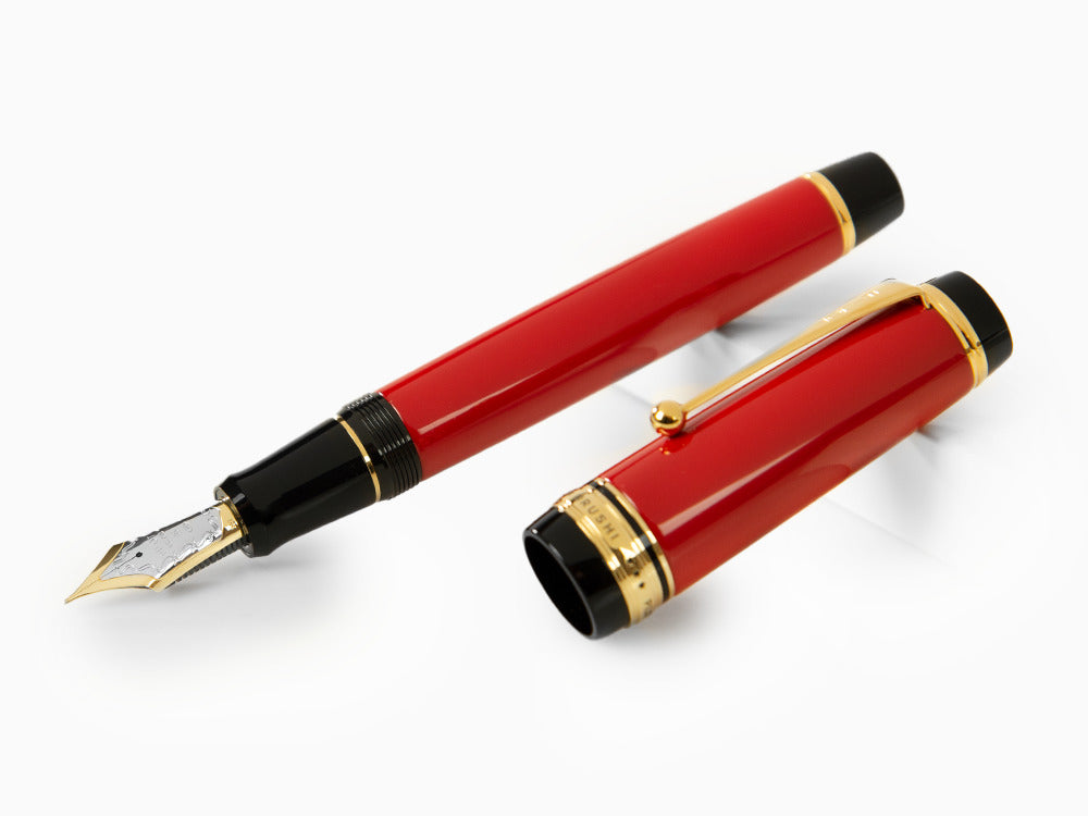 Pilot Custom Urushi Füllfederhalter, Ebonite, Vergoldete, Rot, NPUR