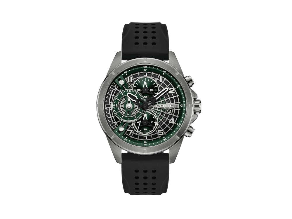 Police Cipher Quartz Uhr, PVD Gun Metal, 45 mm, Grün, PEFGO0000101