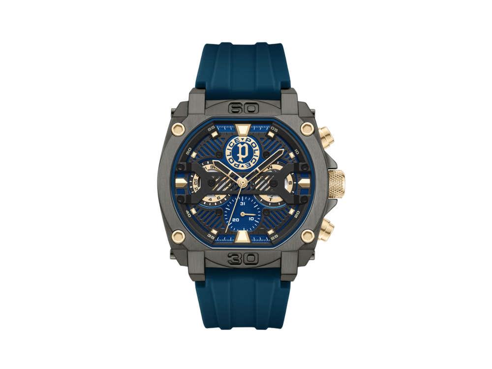 Police Norwood Navy Quartz Uhr, PVD, 45 mm, Blau, PEWGQ0040001M