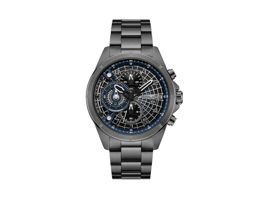 Police Cipher Quartz Uhr, PVD Gun Metal, 45 mm, Schwarz, PEWGI0000103