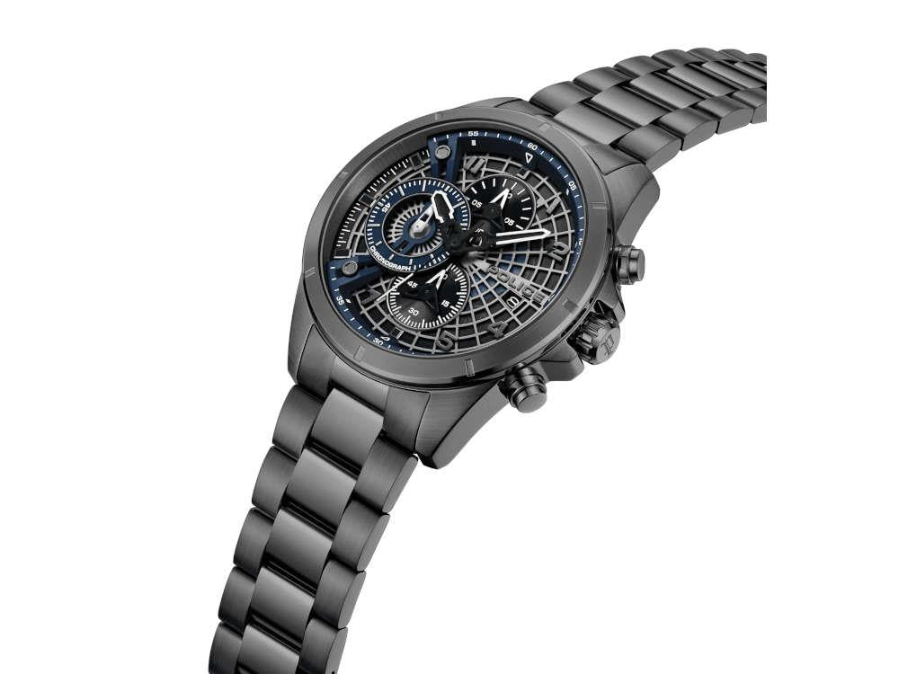 Police Cipher Quartz Uhr, PVD Gun Metal, 45 mm, Schwarz, PEWGI0000103