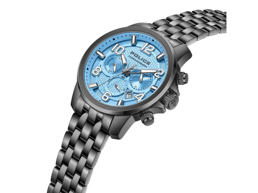 Police Belem Quartz Uhr, PVD, 43 mm, Blau, PEWGI0000302