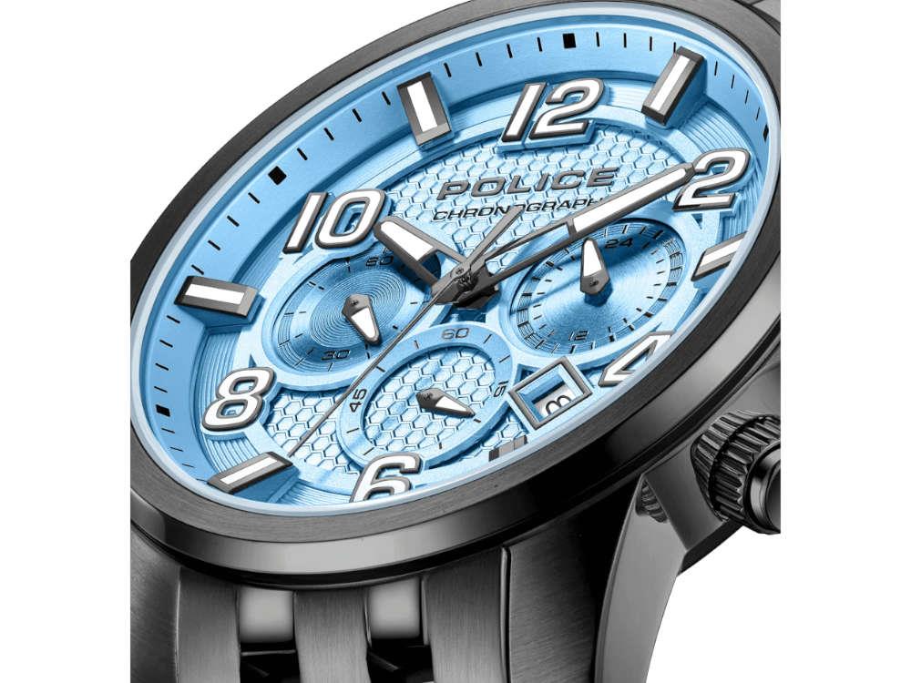 Police Belem Quartz Uhr, PVD, 43 mm, Blau, PEWGI0000302