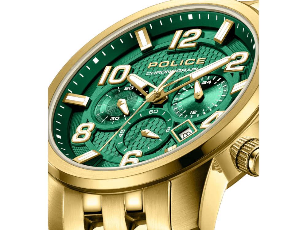 Police Belem Quartz Uhr, PVD Gold, 43 mm, Grün, PEWGI0000304