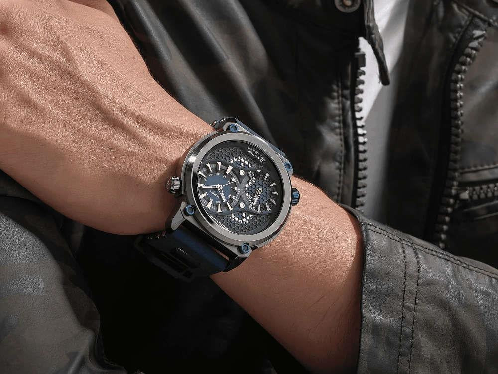Police Boa Quartz Uhr, PVD, 48 mm, Blau, PEWGM0071803