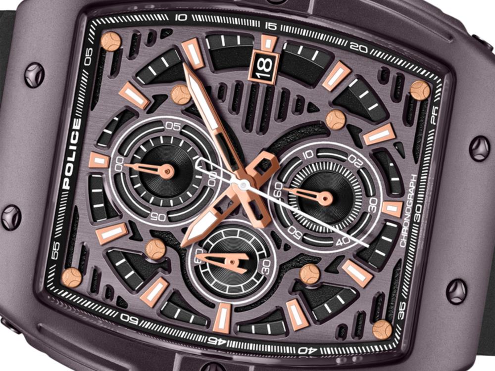 Police Connector Quartz Uhr, 46 mm, Braun, PEWGO0000703