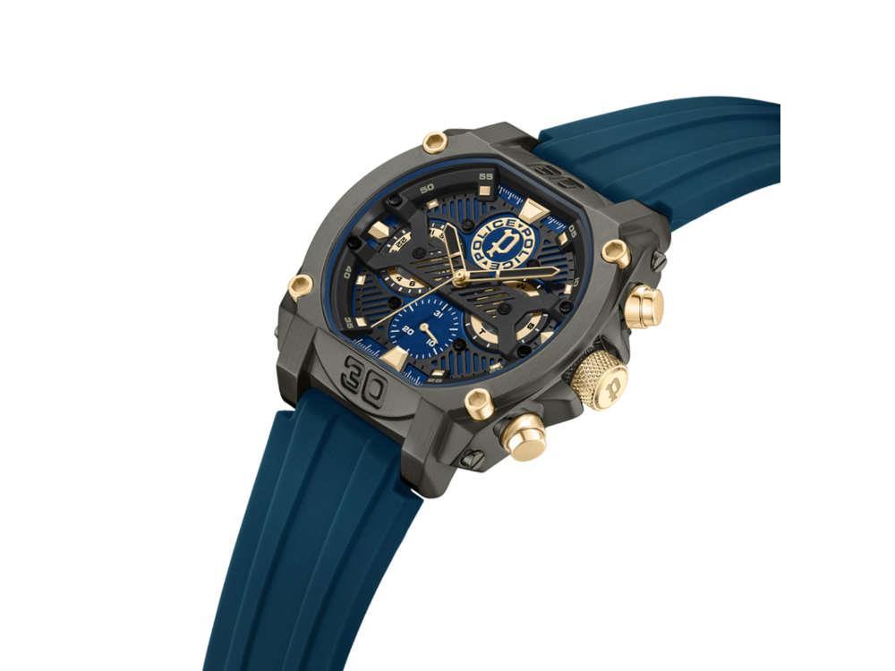 Police Norwood Navy Quartz Uhr, PVD, 45 mm, Blau, PEWGQ0040001M