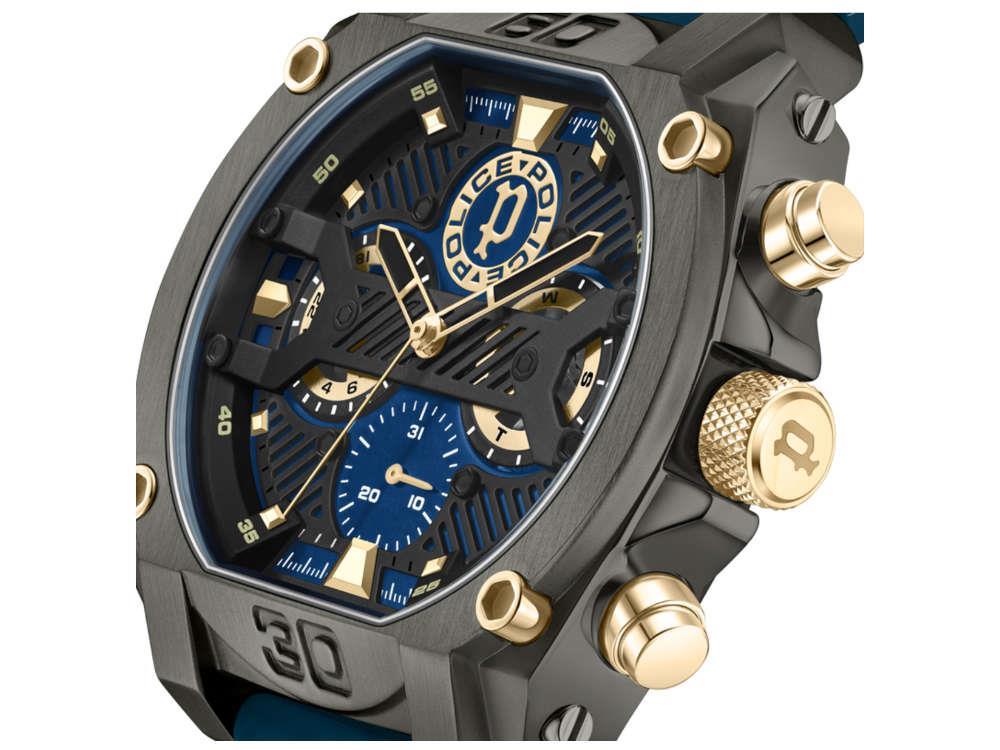 Police Norwood Navy Quartz Uhr, PVD, 45 mm, Blau, PEWGQ0040001M