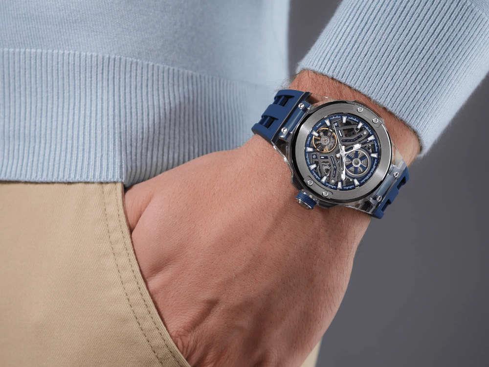 Police Cyclone Automatik Uhr, 43 mm, Blau, PEWGR0082204