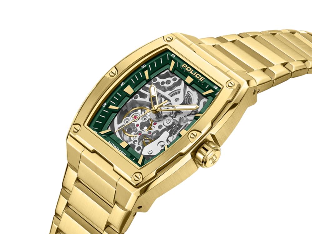 Police Skeletor Automatik Uhr, 42 mm, Grün, PEWJL0072206