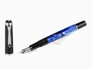 Pelikan Classic M205 Füller, Blue Marble, Verchromte Akzente 