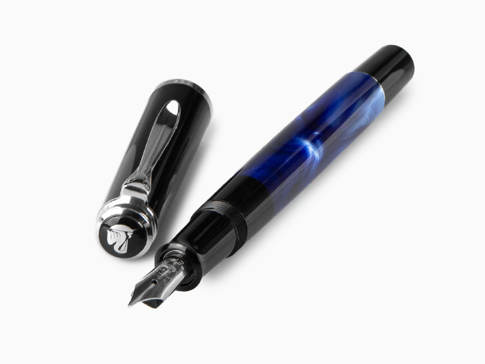 Pelikan Classic M205 Füller, Blue Marble, Verchromte Akzente, 801973