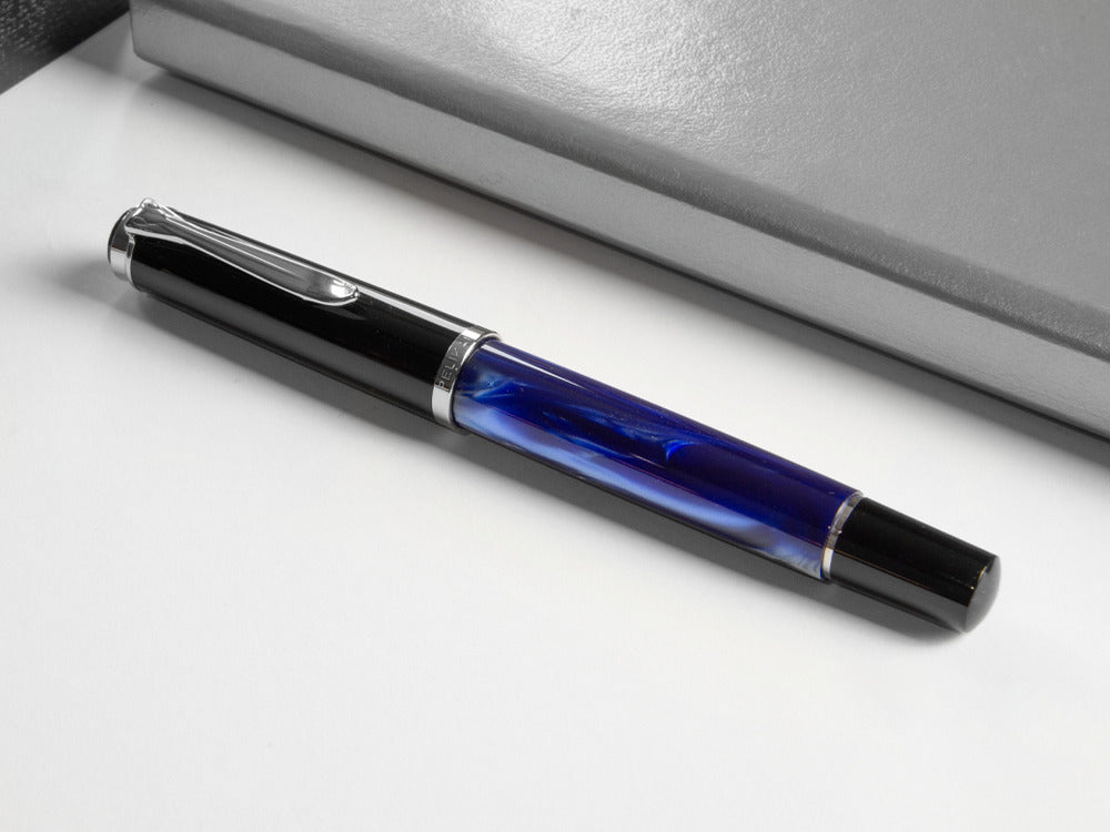 Pelikan Classic M205 Füller, Blue Marble, Verchromte Akzente, 801973