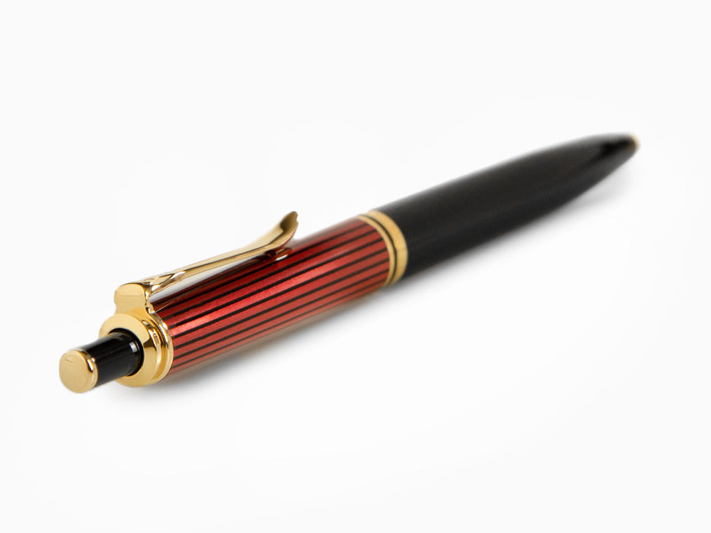 Pelikan K400 Kugelschreiber, Schwarz und rot, Vergoldete Beschläge, 925289