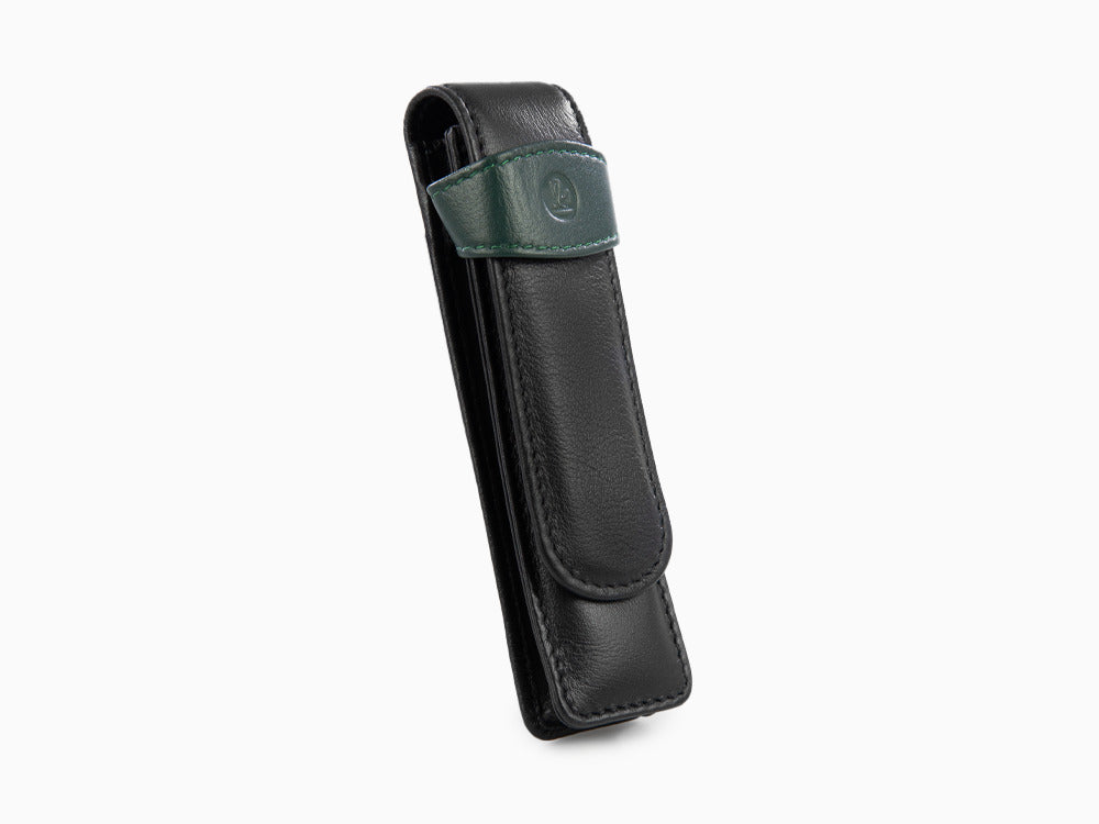 Pelikan Etui 2 Stifte, Leder, Schwarz-Grün, Weich, Mit Schieber, 923722