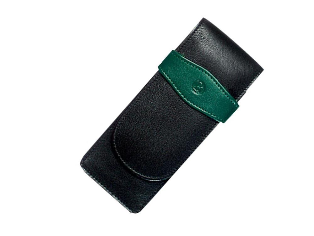 Pelikan Etui 3 Stifte, Leder, Schwarz-Grün, Weich, Mit Schieber, 924092