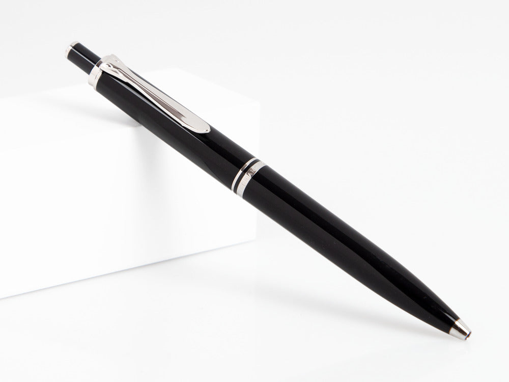 Pelikan K405 Kugelschreiber, Schwarzes Edelharz, Versilberte Beschläge, 926238